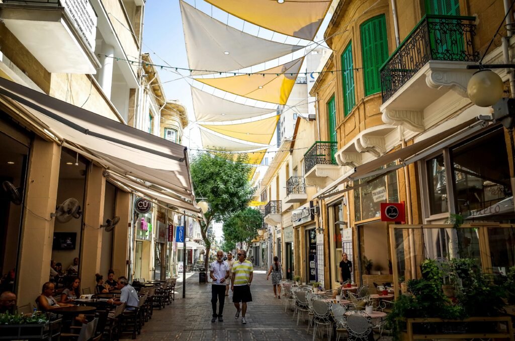 the division of Cyprus into two entities: the internationally recognized Republic of Cyprus in the south and the self-declared Turkish Republic of Northern Cyprus in the north.