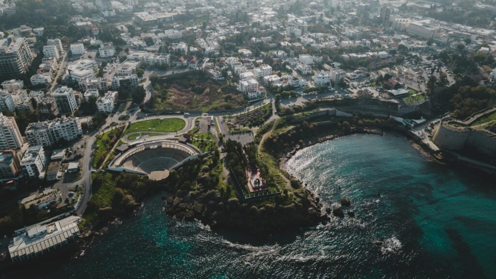 the division of Cyprus into two entities: the internationally recognized Republic of Cyprus in the south and the self-declared Turkish Republic of Northern Cyprus in the north.